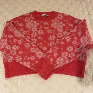 Pink and White Floral Zara Sweater